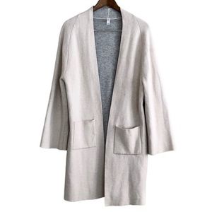 Gap Body Merino Fine Wool Knit Long Sleeve Long Duster Cardigan Sweater Cream